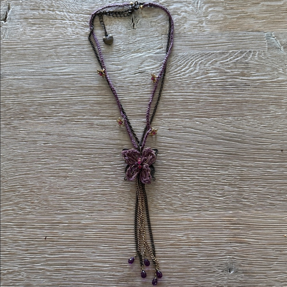 Betsy Johnson vintage y2k Purple Butterfly Pendant Necklace